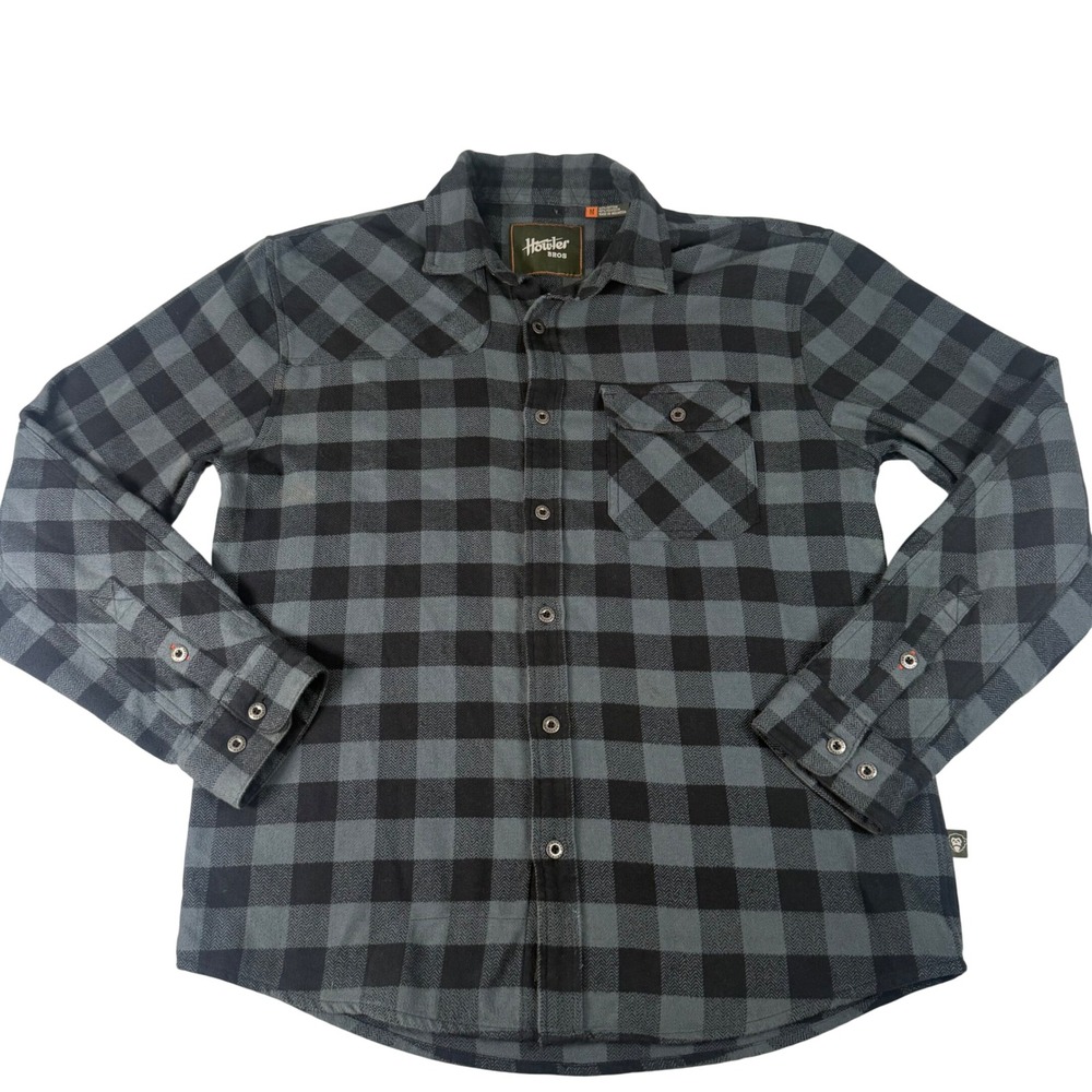 Howler Brothers Harkers Flannel Shirt Mens M Grey Black Plaid Western Gorpcore
